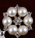 Flower Pearl Rhinestone Brooch BR-020