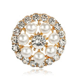 Gold Silver Rhinestones & Pearls Brooch  BR-906