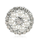 Gold Silver Rhinestones & Pearls Brooch  BR-906