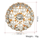 Gold Silver Rhinestones & Pearls Brooch  BR-906