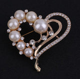 Gold or silver Heart Rhinestones & Pearls Brooch  BR-96