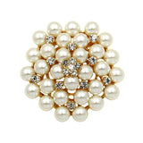 Pearls and Crystal Brooch Gold BR-101