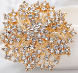 Rhinestone Flower Brooch Gold or Silver BR-772