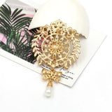 Large Gold Silver Brooch Rhinestone Crystal BR-007