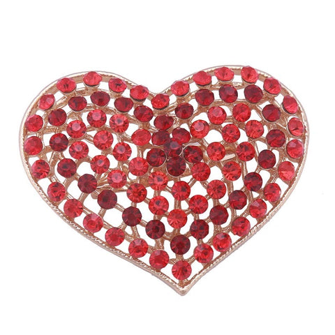 Brooch Red Heart Pendant Pin Rhinestone Crystal BR-993