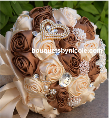 CB-007 ~ Made to Order Emerald Green & Ivory Real Touch Roses Brooch B –  Bouquets by Nicole