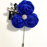 BT003 Made to Order Fabric Rose Flower Boutonniere, Lapel Pin Formal Wear Wedding Prom