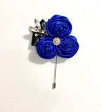 BT003 Made to Order Fabric Rose Flower Boutonniere, Lapel Pin Formal Wear Wedding Prom