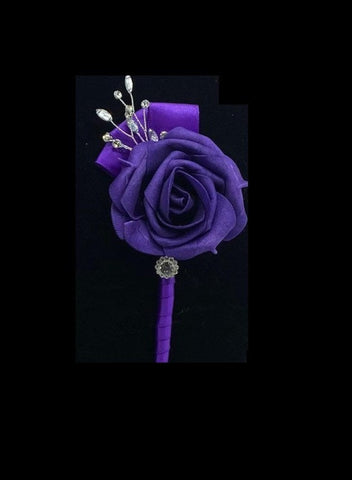 BT0012 Mens Formal wear Boutonniere, Lapel Pin, Real Touch rose Lapel Pin, Groom Boutonniere, purple Wedding, Flower Pin, Groom, Groomsmen Lapel