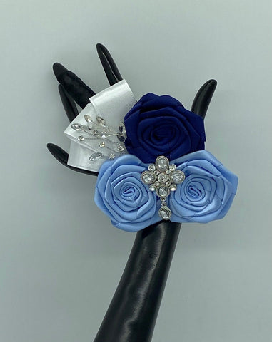 CO002 Customized Wrist Corsage l Satin Roses l Silver l Gold l Prom l Formal l Mothers l Grandmothers l Brooch Bouquet l Wedding Flowers