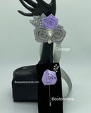 CO009 Customized Lavender Silver Satin roses l Corsage l Mens Formal wear Boutonniere, Prom, Wedding, Flower Pin, Groom, Groomsmen Lapel