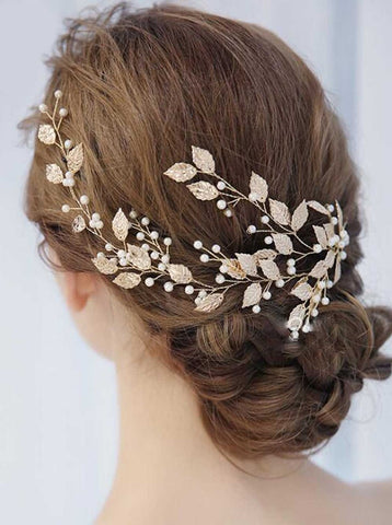HP-0022 Vintage Leaves l Floral Bridal Headband l Bohemian Headpiece l Crystal Pearl l Hair Vine l Flower Halo l Wedding Accessories l Quincenara