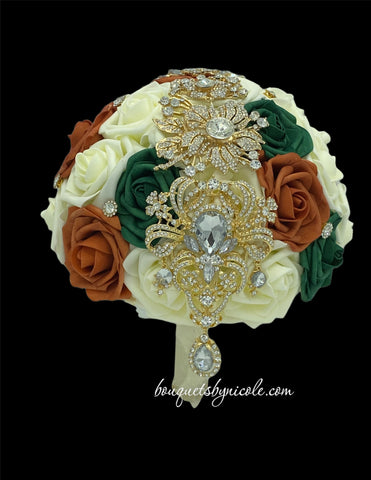 RT013~  Made to Order  Real Touch Rose Brooch Bouquet or DIY KIT
