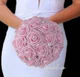 RT011 ~  Made to Order Dark Red & Ivory Real Touch Rose Brooch Bouquet or DIY KIT