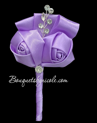 Lavender Formal wear l Lapel Pin l Satin rose l Groom Boutonniere l Wedding l Groomsmen BOUT-2004