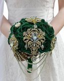 RT001 ~ Cascade Emerald green Real touch Roses Brooch
