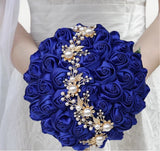 ITEM:BOU1 - Royal Blue Satin Roses Brooch Bouquet or DIY KIT