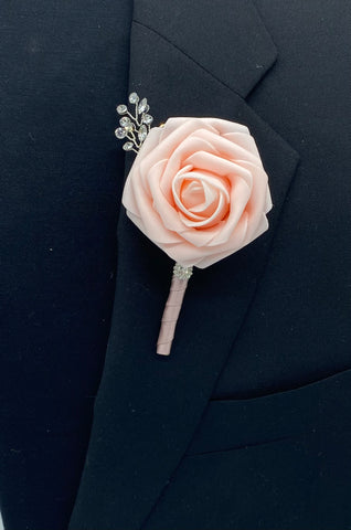 Real Touch Rose Boutonnières Pin Formal Wear Wedding Prom RT-BL1
