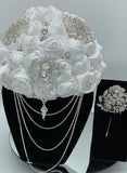 ELLE~ Cascading Waterfall Satin Rose Brooch Bouquet