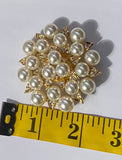 Gold / Sliver Brooch Flower Pearls Rhinestone Crystal BR-011