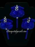 Royal Blue Mens Formal wear l Lapel Pin l Satin rose l Groom Boutonniere l Wedding l Groomsmen BOUT-2008