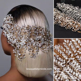 Gold or Silver Bridal Hair Brooch Rhinestone HBR-034