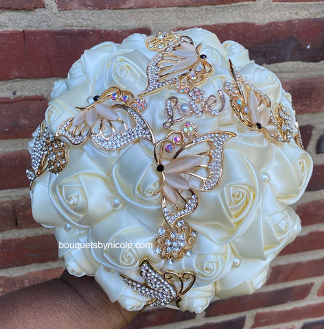BECCA Silk & Real Touch Roses Brooch Bouquet or DIY KIT – Bouquets by Nicole