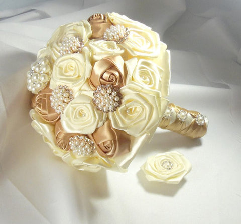 DIY Brooch Bouquet Kit Satin Roses KIT-Goldie
