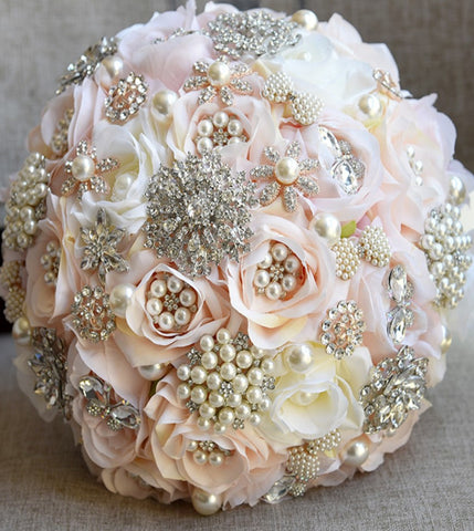 Silk Roses Brooch Bouquet SILK- ROMANCE