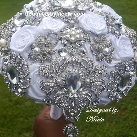 LIA~Satin Rose Brooch Bouquet or DIY KIT