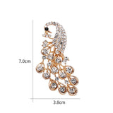 Gold Rhinestone Peacock Brooch BR-26