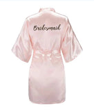 Bridesmaids Satin Robes Wedding Party Gifts Pink Black