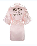 Bridesmaids Satin Robes Wedding Party Gifts Pink Black