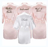 Bridesmaids Satin Robes Wedding Party Gifts Pink Black