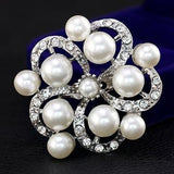Large Pearls Crystal Brooch BR-29