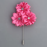 Fabric Rose Flower Boutonniere, Lapel Pin Formal Wear Wedding Prom BOUT-XH1806