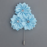 Fabric Rose Flower Boutonniere, Lapel Pin Formal Wear Wedding Prom BOUT-XH1806