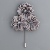 Fabric Rose Flower Boutonniere, Lapel Pin Formal Wear Wedding Prom BOUT-XH1806