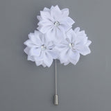 Fabric Rose Flower Boutonniere, Lapel Pin Formal Wear Wedding Prom BOUT-XH1806