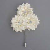 Fabric Rose Flower Boutonniere, Lapel Pin Formal Wear Wedding Prom BOUT-XH1806