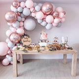 90 pcs Macaron Balloons Arch Kit Pastel Grey Pink Balloons Garland Rose Gold Confetti Wedding Party Decor Baby Shower Supplies
