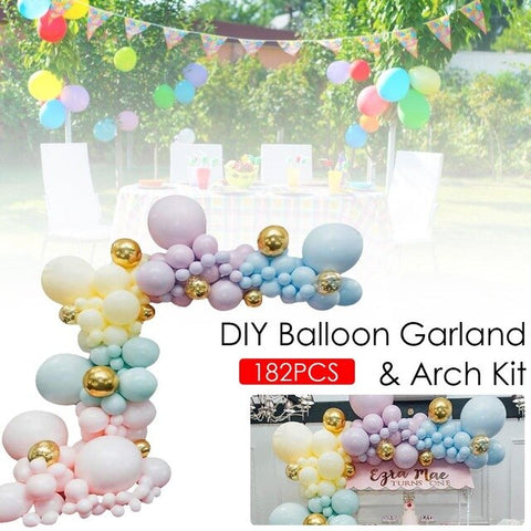 182Pcs DIY Balloons Garland Macaron Candy Colored Latex Balloons Arch Party Supplies Wedding Birthday Valentine's Day Balloons