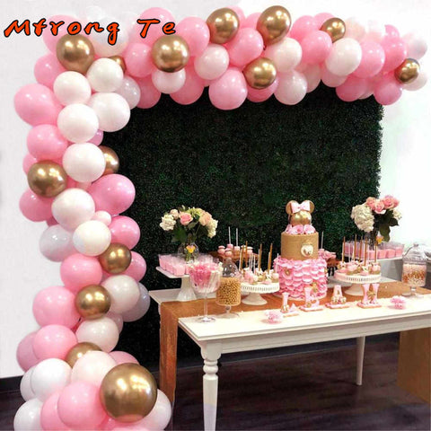45pcs latex Balloon Arch Garland Kit Double-Stuffed 5"-18" Gold Silver pink Confetti Balloons Bulk 16ft for Party Event