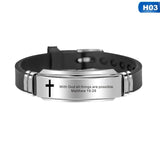 Religious Cross Jesus Scripture Quote Christian Bible Verse Inspiring Faith Leather Bracelets