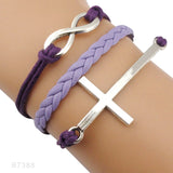 Faith Believe Fearless Bracelets Infinity Love Courage Jesus Loves Me Forgiven Sideways Cross Christian Leather Bracelets