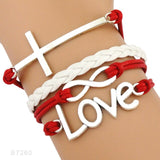 Faith Believe Fearless Bracelets Infinity Love Courage Jesus Loves Me Forgiven Sideways Cross Christian Leather Bracelets