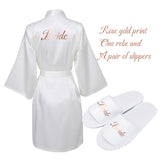 White Satin Silk Robe & Slippers Wedding Robe Bride Bridesmaid Party Gifts Gown