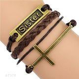 Infinity Love Silver Faith Believe Fearless Courage Jesus Loves Me Forgiven Sideways Cross Christian Leather Bracelets for Women