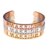 URSJEWELRY 8mm Women Stainless Steel Bangle Bracelet- WARRIOR- Inspirational Engraved Mantra Bracelets- Silver, Gold, Rose Gold