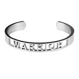 Carvort 8mm Women Stainless Steel Bangle Bracelet- WARRIOR- Inspirational Engraved Mantra Bracelets- Silver, Gold, Rose Gold